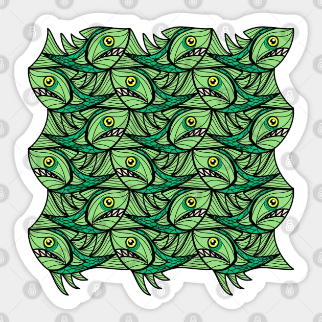 Escher Fish Pattern XIII Sticker by Maxsomma